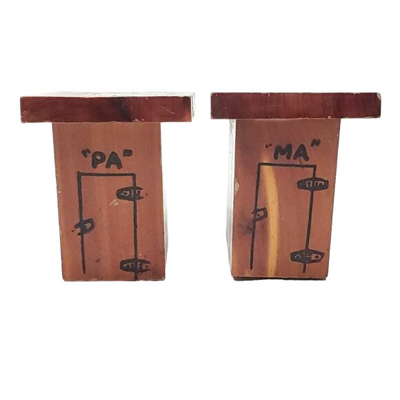Vintage Collectible Wood Ma and Pa Outhouse Salt and Pepper Shakers Florence SC - Picture 1 of 7
